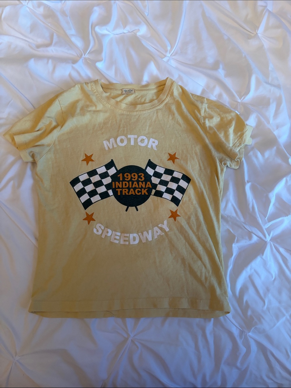 Brandy Melville Yellow Graphic Baby Tee